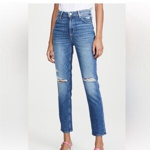 PAIGE Sarah Slim Rise Blue Distress Jeans